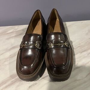 Sam Edelman Women's Brown Leather Bit Loafers with Gold Hardware